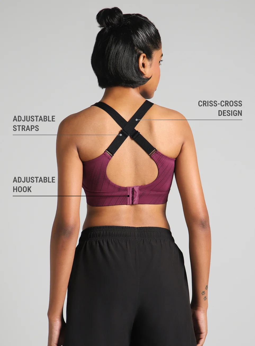 Women's Maroon Training Printed High Support Sports Bra - Image 6