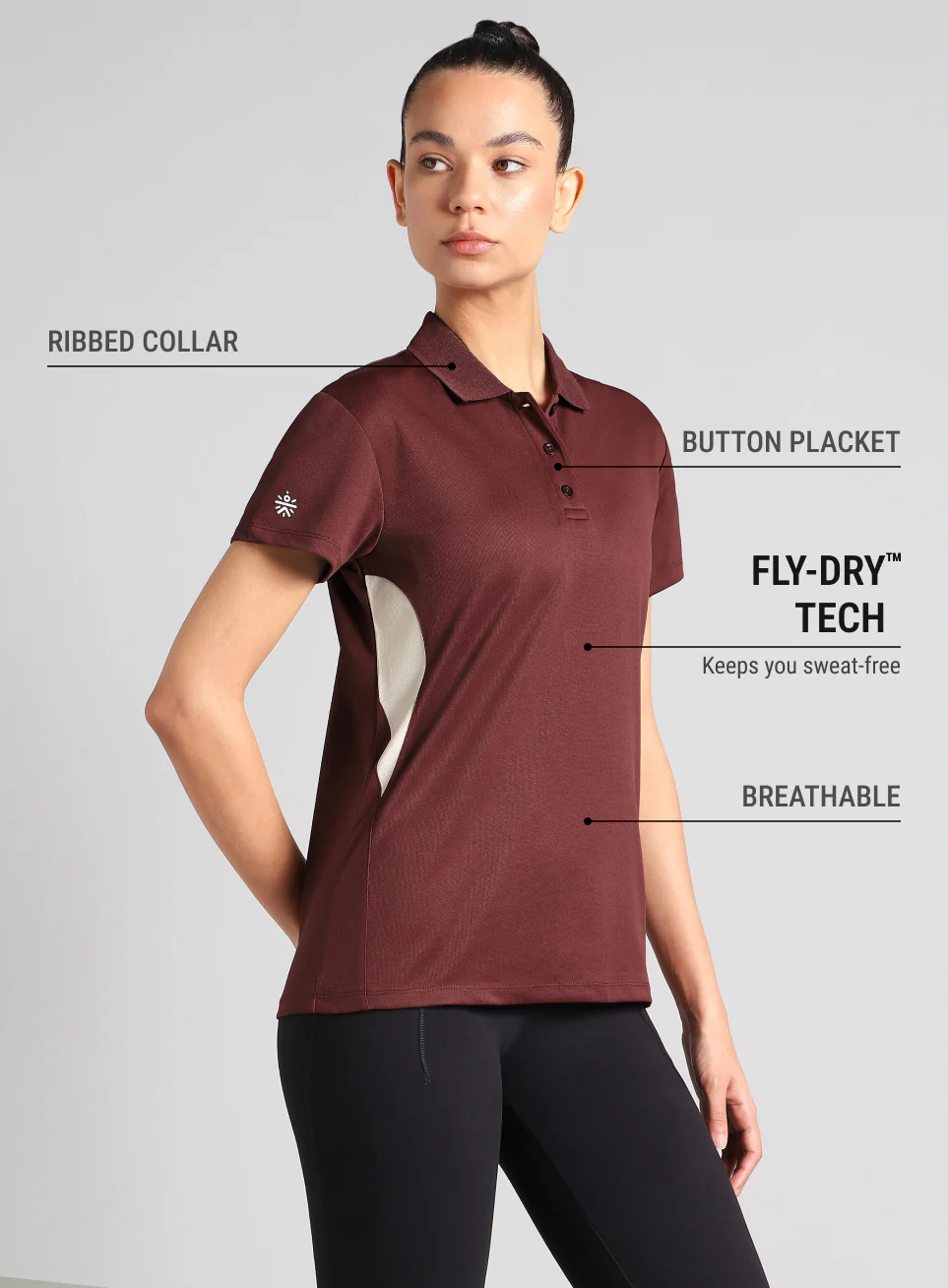 Women's Maroon True Performance Polo T-shirt - Image 5