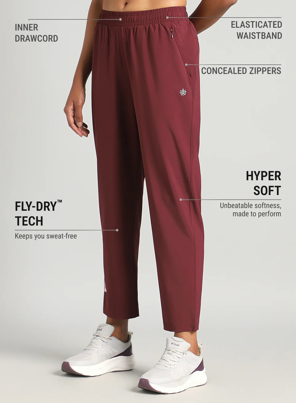 Women's Maroon True Strength Training Trackpants - Image 5
