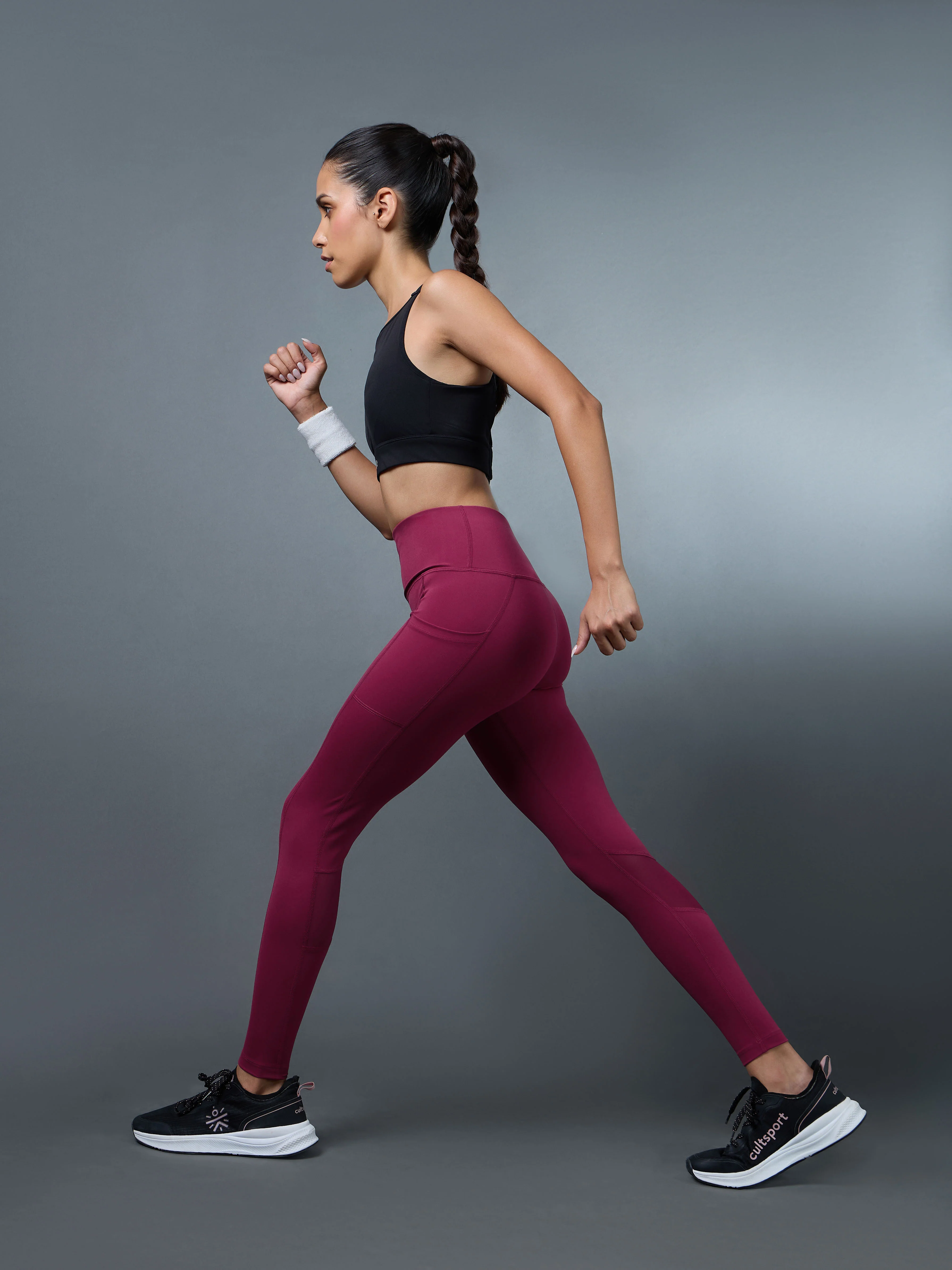 Women's Maroon Ultimate Running Tights - Image 3