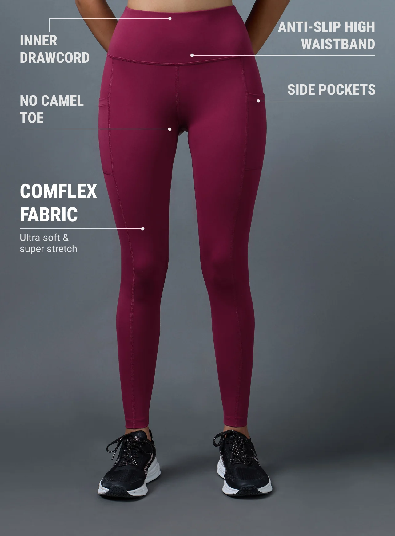 Women's Maroon Ultimate Running Tights - Image 4