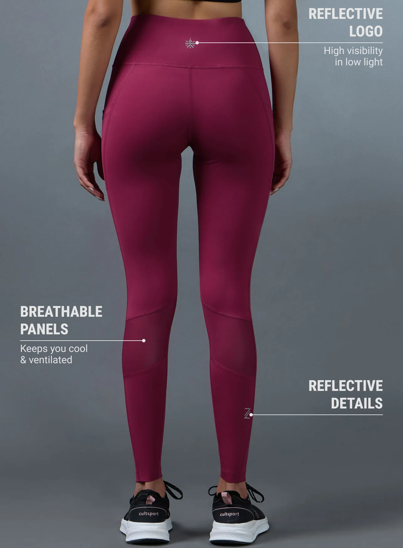 Women's Maroon Ultimate Running Tights - Image 6