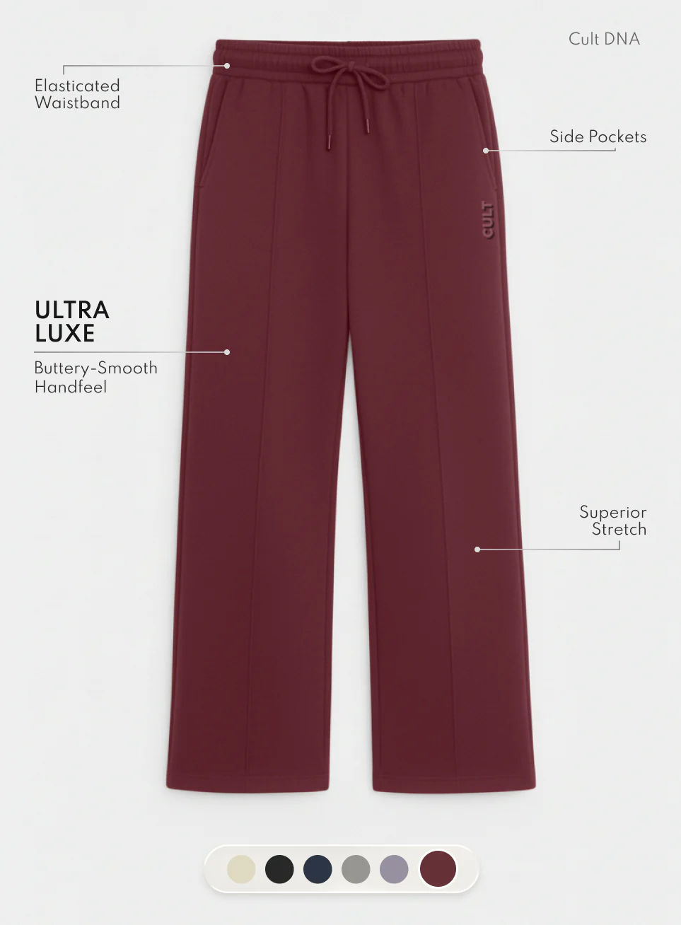 Women's Maroon Ultra Luxe Tailored Trackpants - Image 4