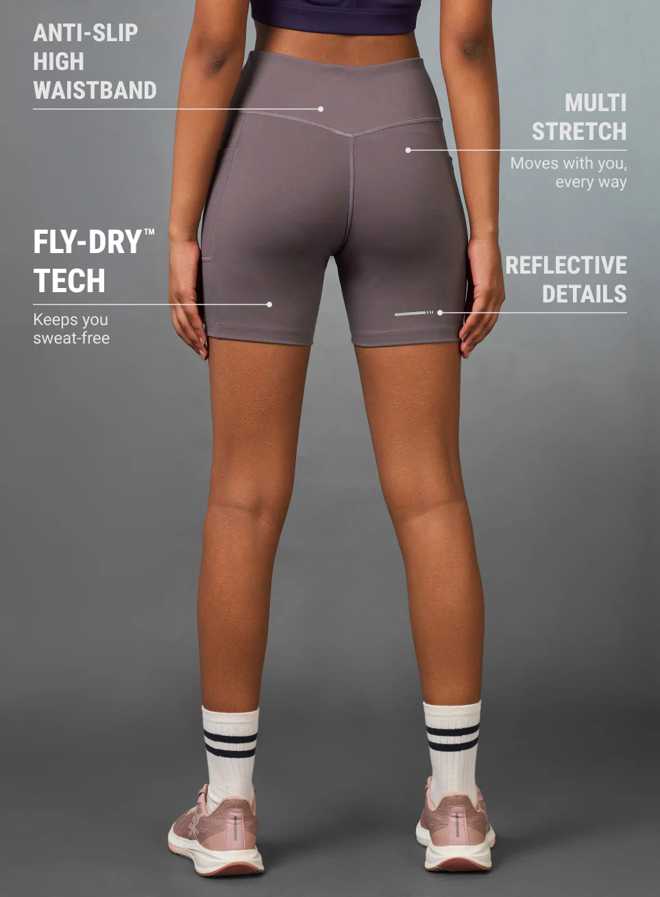 Women's Mauve Multi Sports Cycling COMFLex Shorts - Image 6