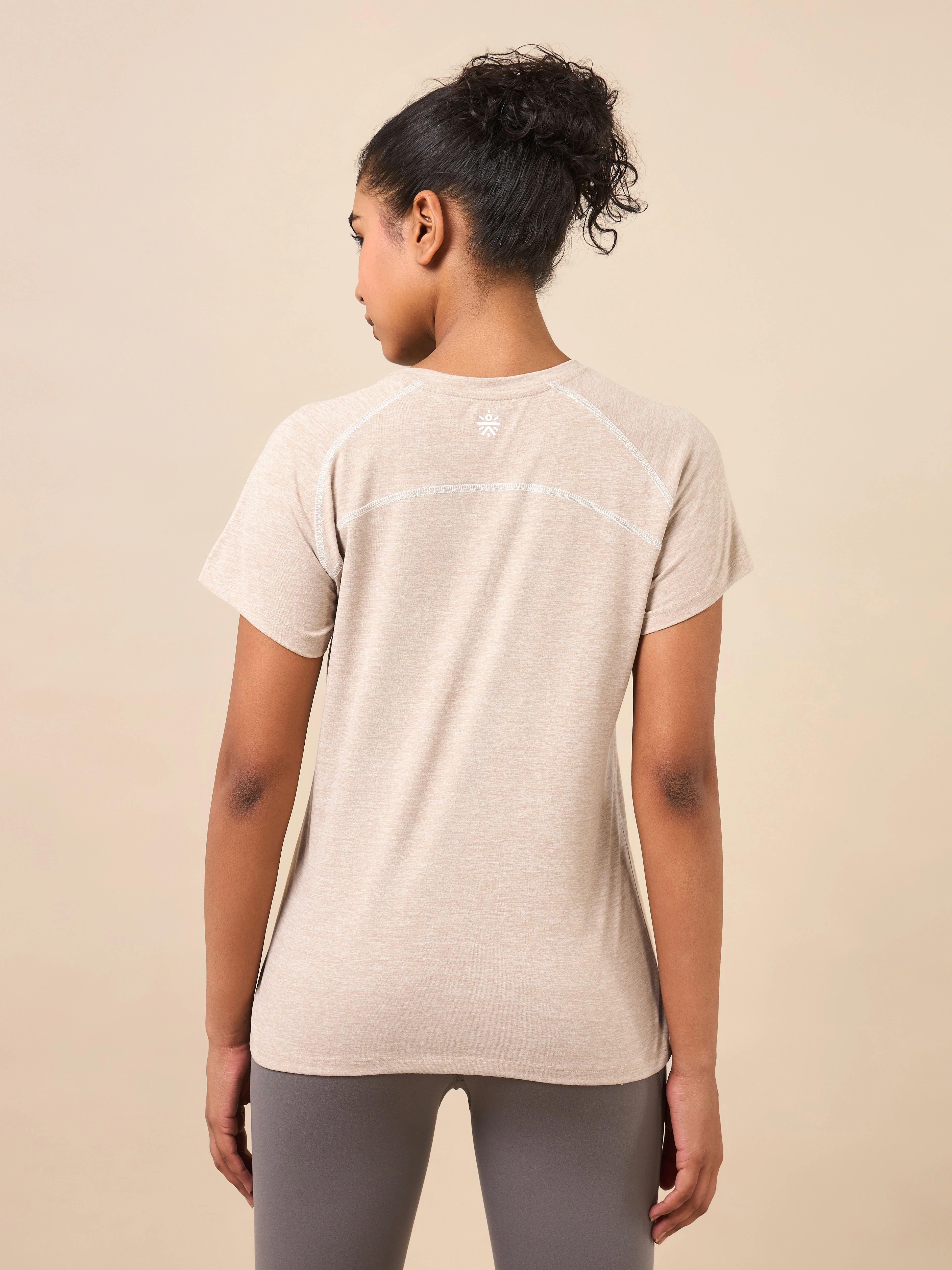 Women's Muscle Flex Beige Comfortech T-shirt - Image 6