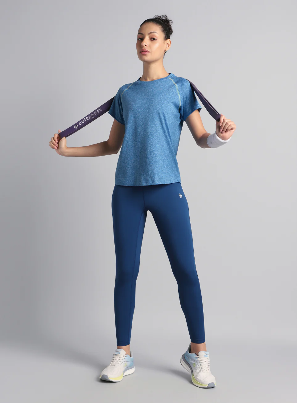 Women's Muscle Flex Blue COMFORtech T-shirt - Image 2