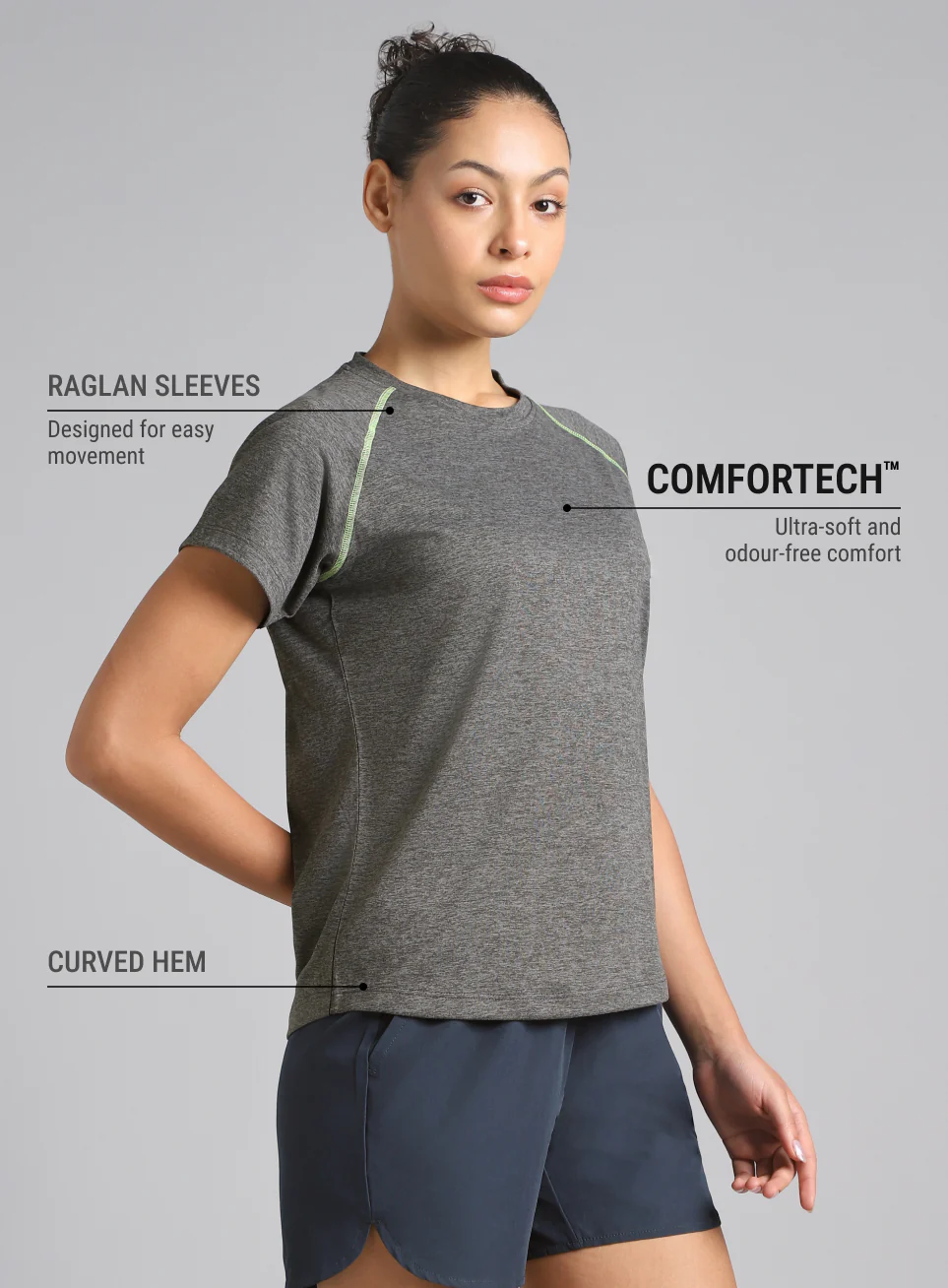 Women's Muscle Flex Dark Grey COMFORtech T-shirt - Image 5