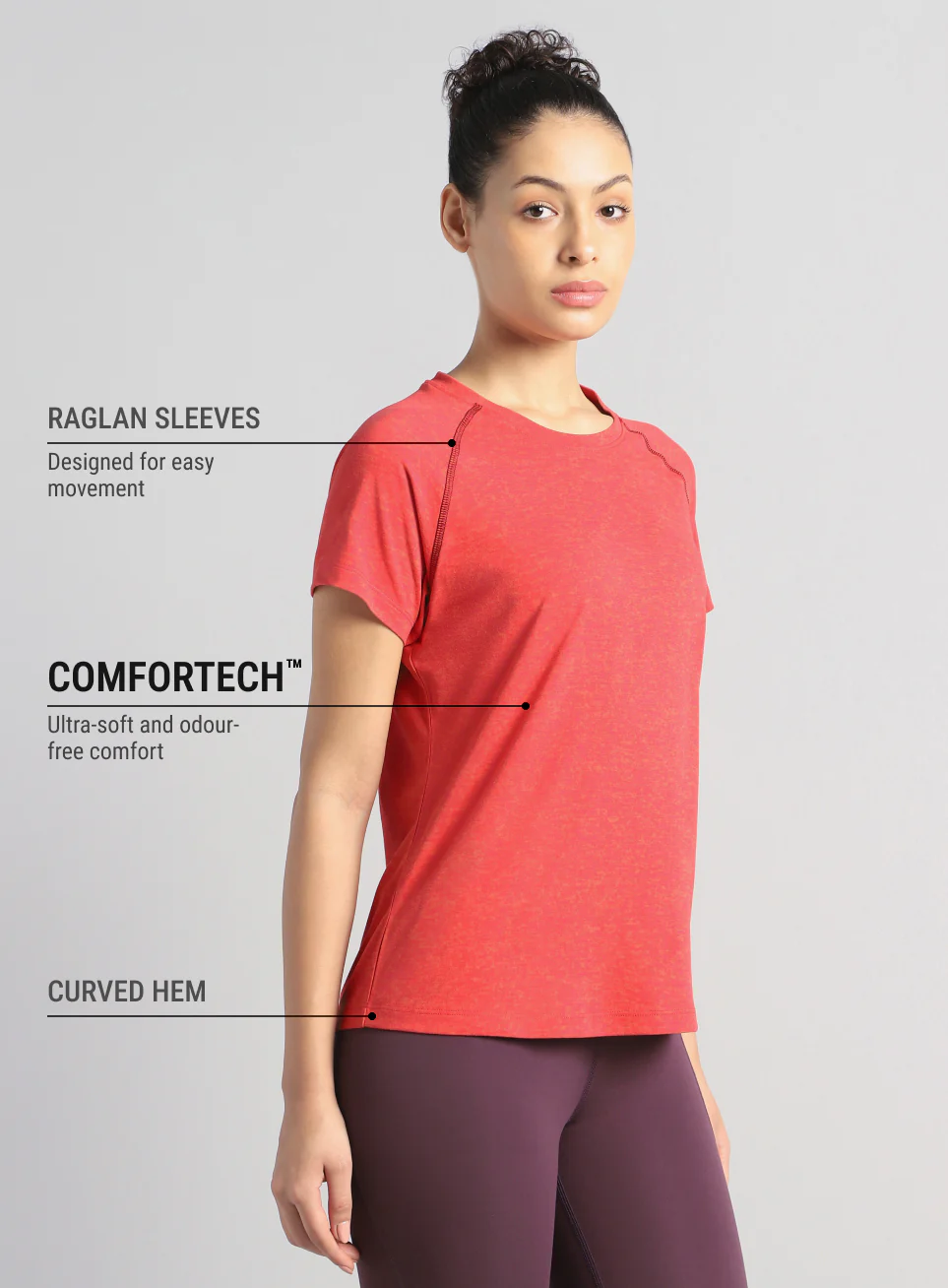 Women's Muscle Flex Pink COMFORtech T-shirt - Image 5