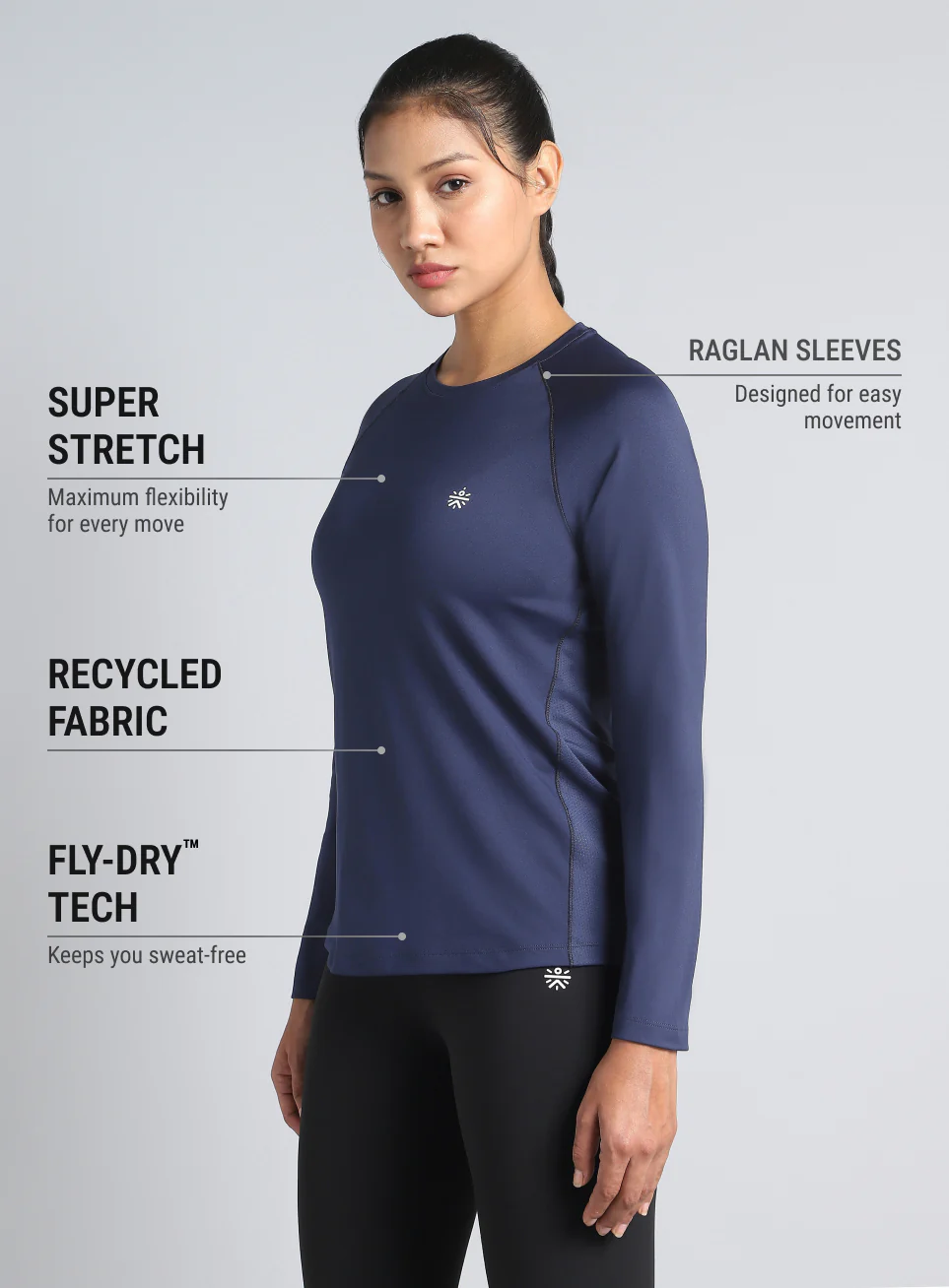 Women's Navy Build Up Performance Recycled Poly T-shirt - Image 5
