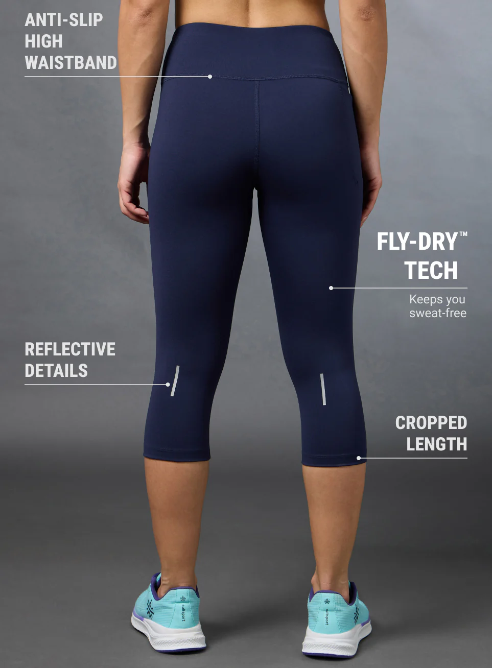 Women's Navy Cropped Performance COMFlex Tights - Image 6