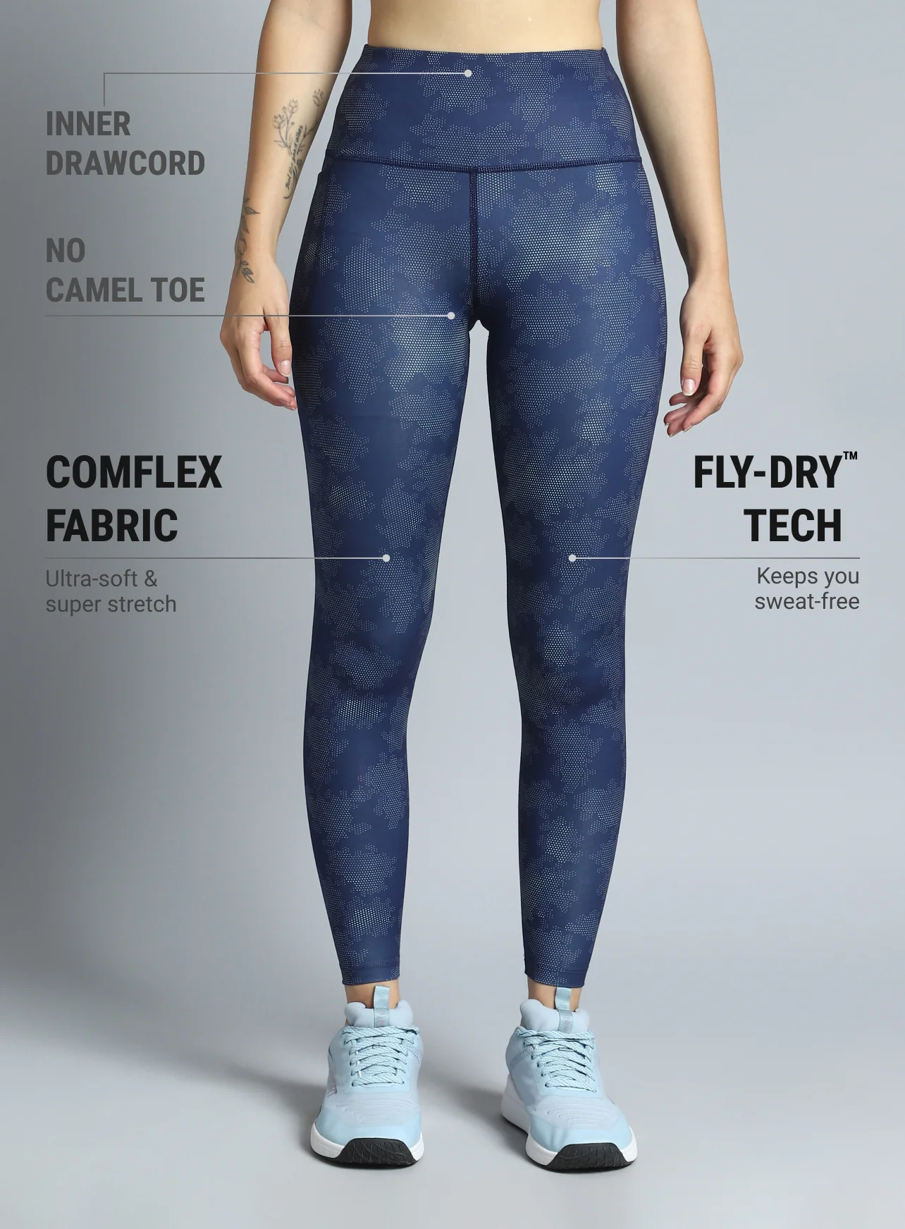 Women's Navy Dance Flow AOP COMFlex Tights - Image 4