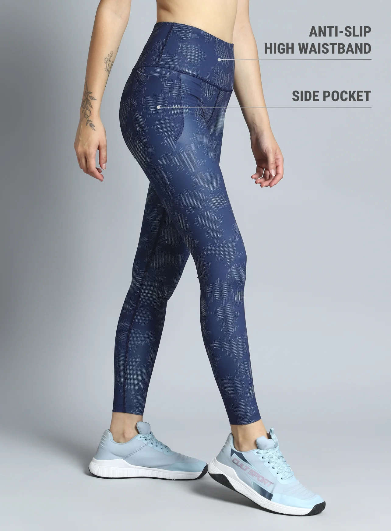 Women's Navy Dance Flow AOP COMFlex Tights - Image 5