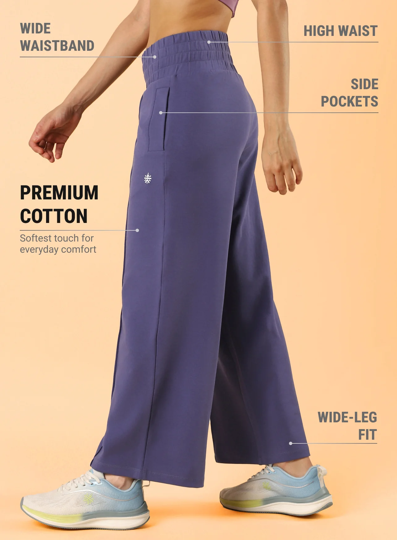 Women's Navy Flex Premium Wide Leg High Waist Pants - Image 5