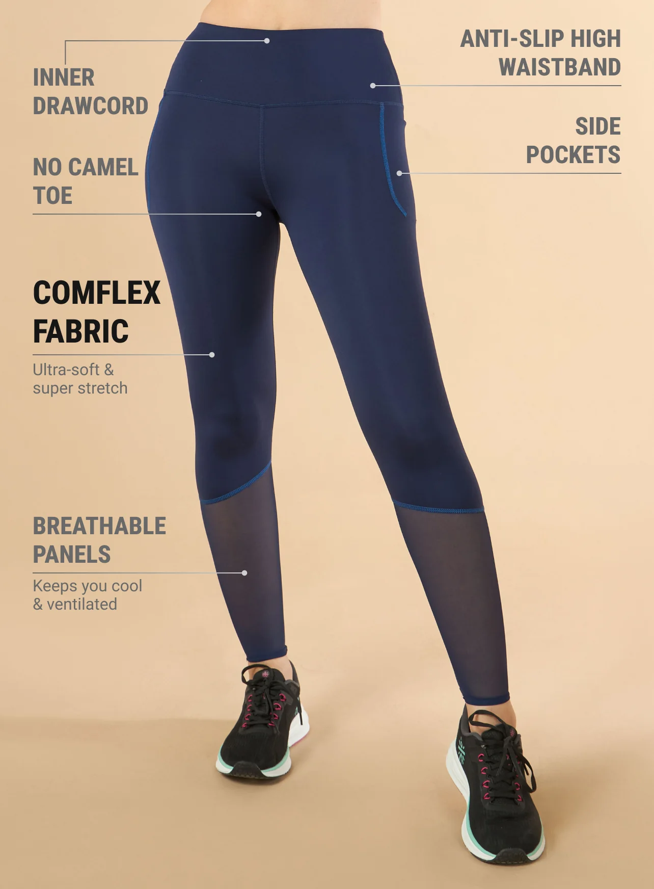 Women's Navy High Energy Training COMFlex Tights - Image 4