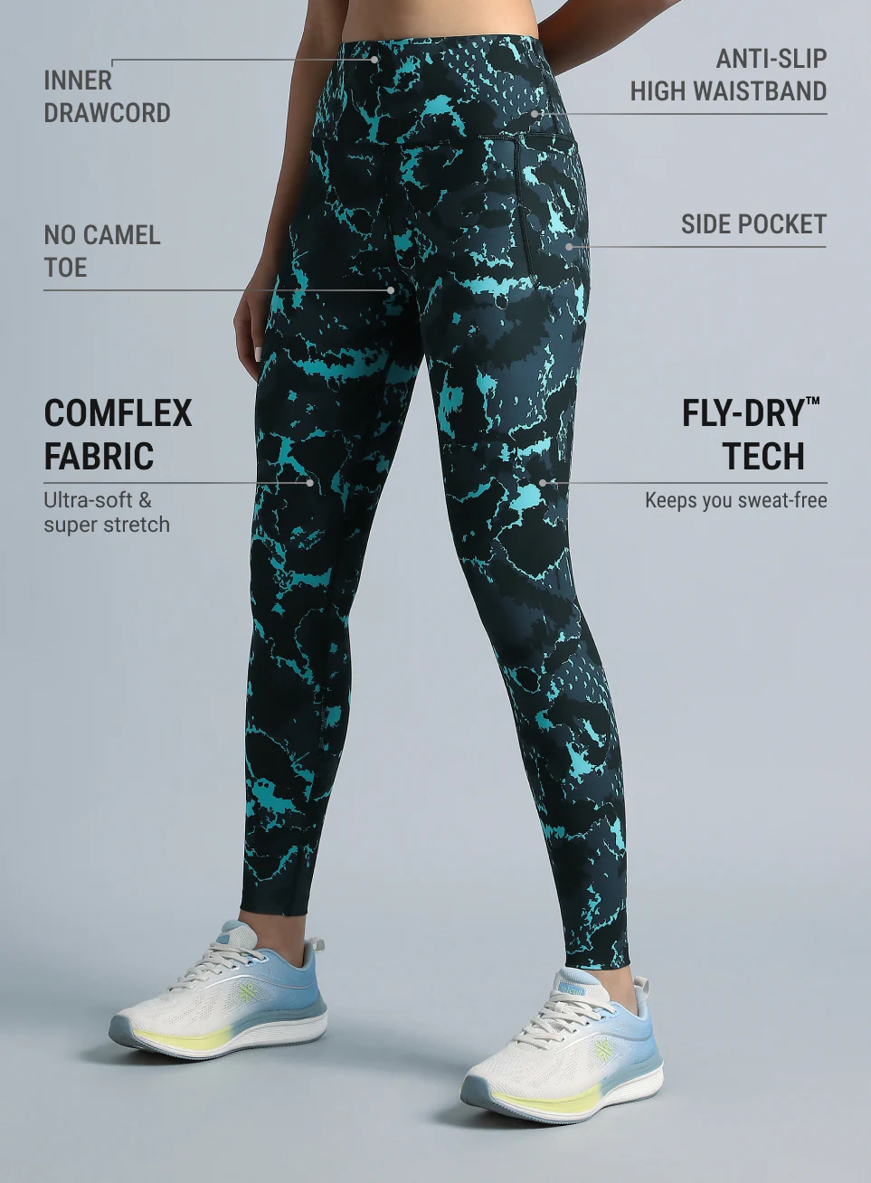 Women's Navy Pacer AOP Comflex Tights - Image 5
