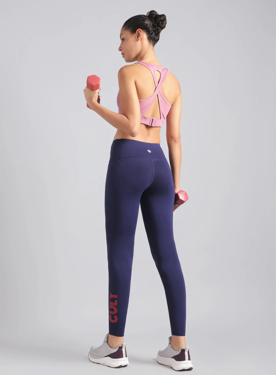 Women's Navy Premium Cotton Training Tights - Image 3