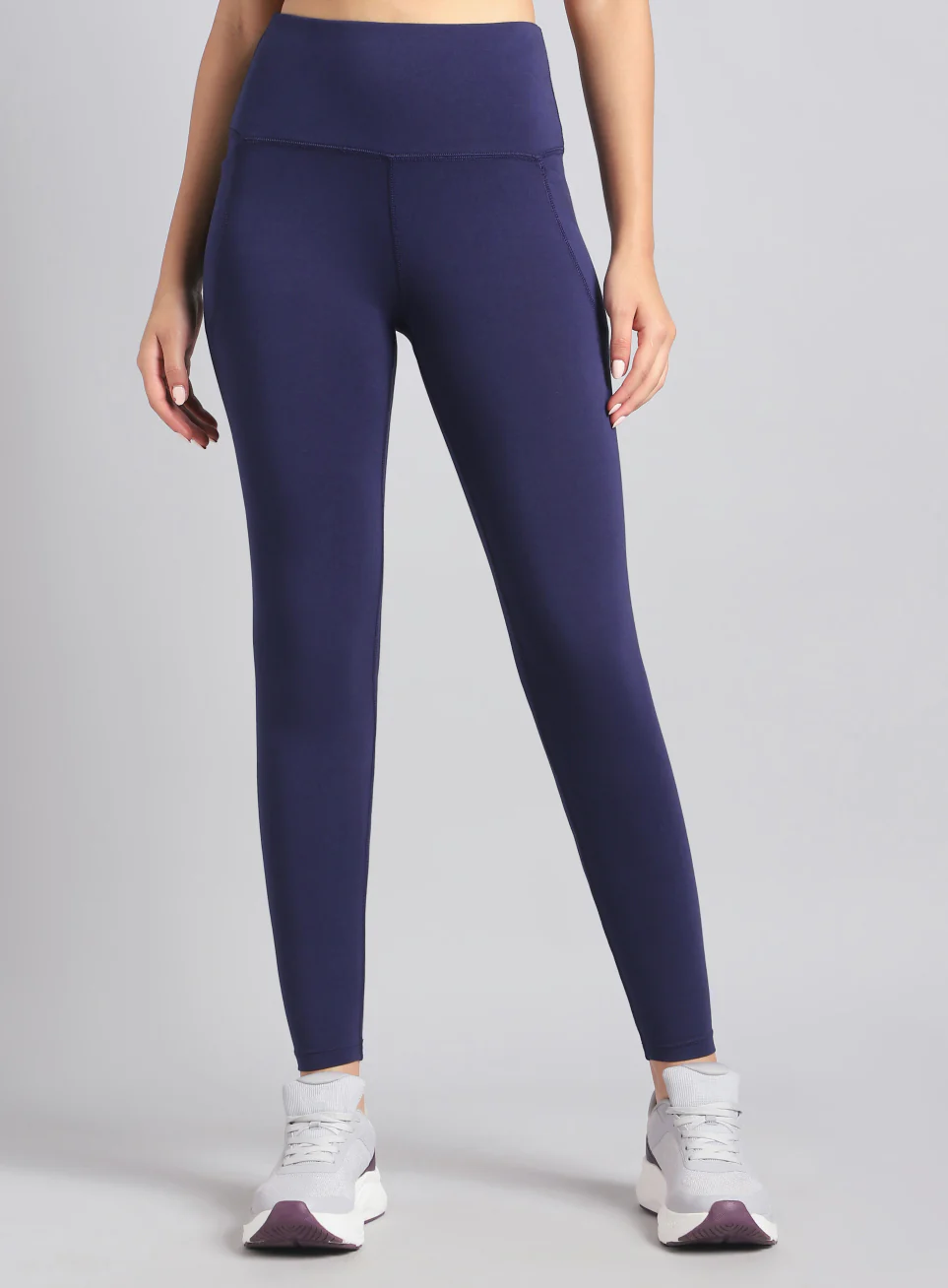 Women's Navy Premium Cotton Training Tights - Image 4