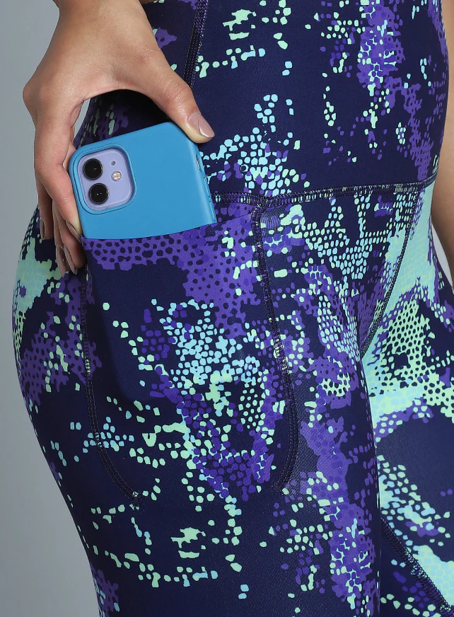 Women's Navy Printed Train All Day COMFlex Tights - Image 7