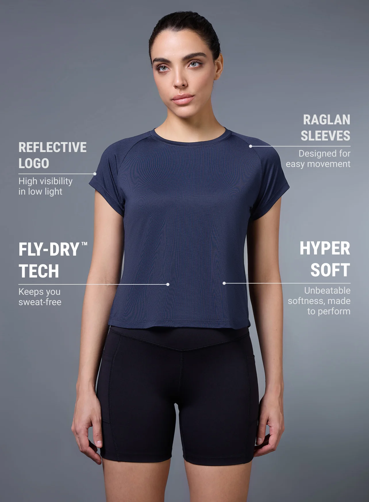 Women's Navy Run Forward T-shirt - Image 4