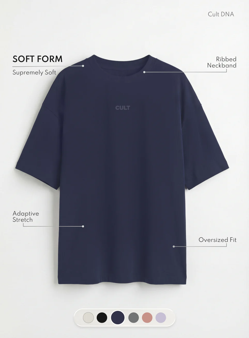 Women's Navy Soft Form Comfort Oversized T-shirt - Image 4