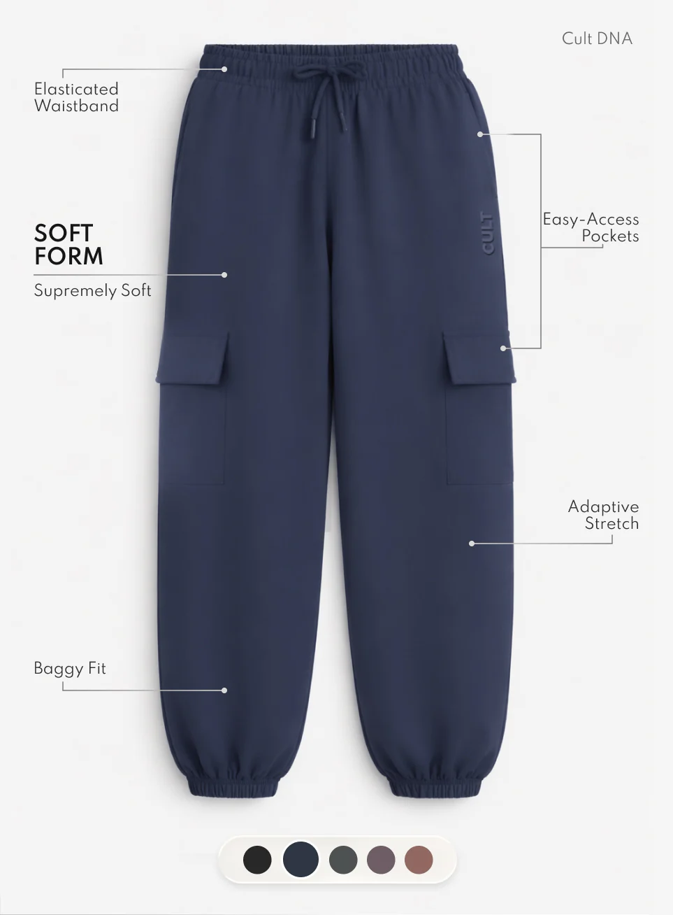 Women's Navy Soft Form Loose Fit Joggers - Image 4