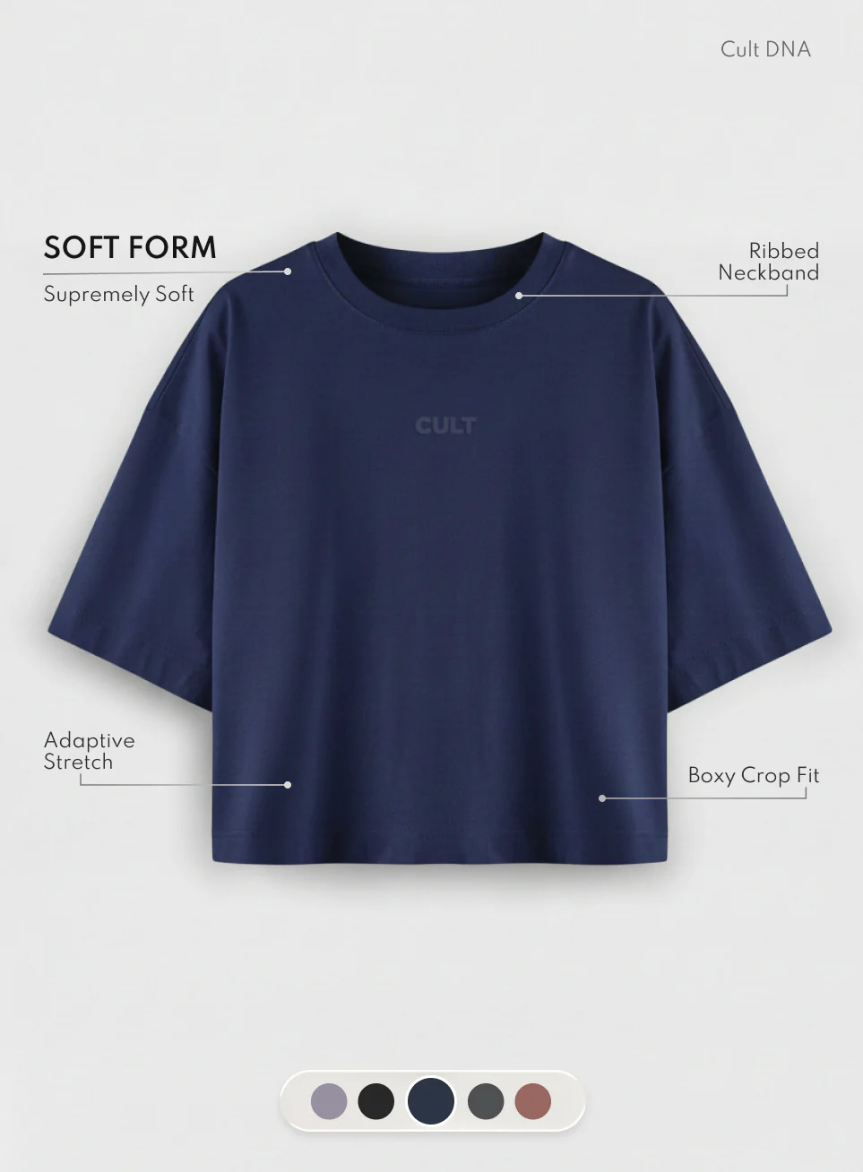 Women's Navy Soft Form Mid Boxy T-shirt - Image 4