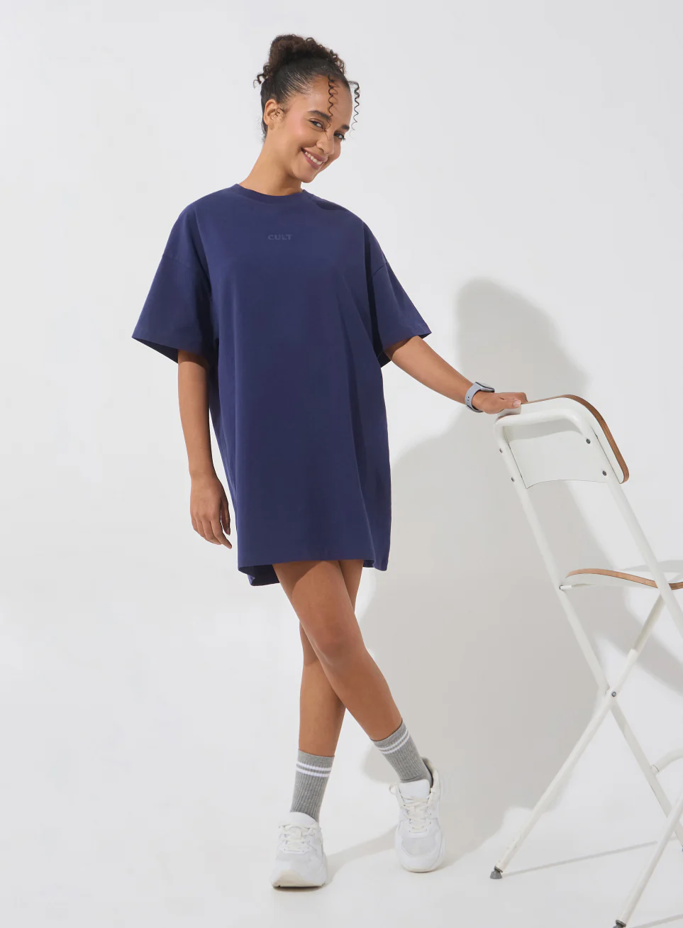 Women's Navy Soft Form Oversized T-shirt Dress - Image 2