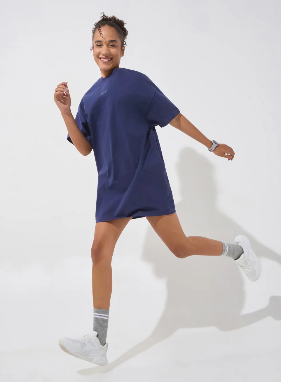 Women's Navy Soft Form Oversized T-shirt Dress - Image 3