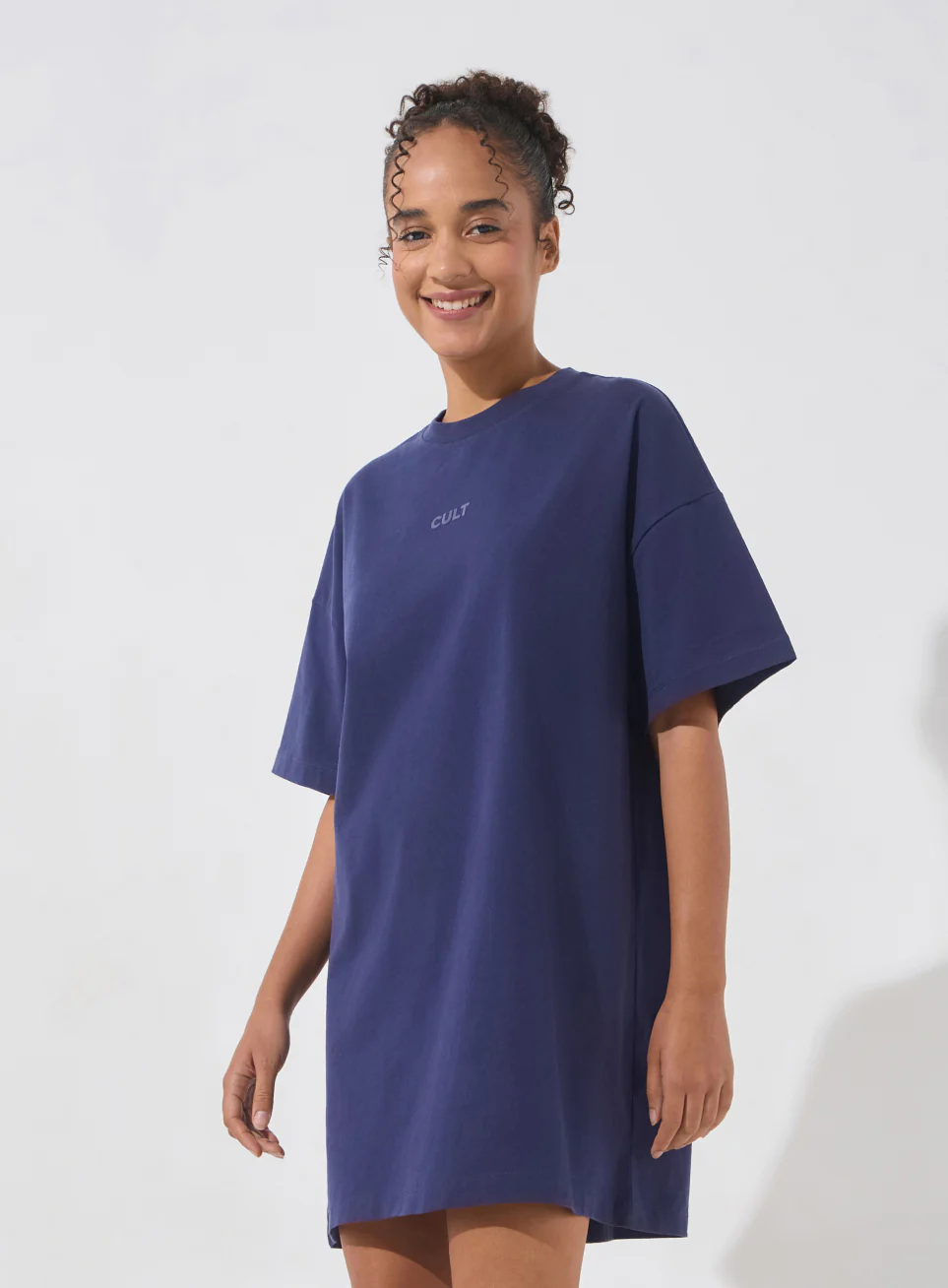 Women's Navy Soft Form Oversized T-shirt Dress - Image 5