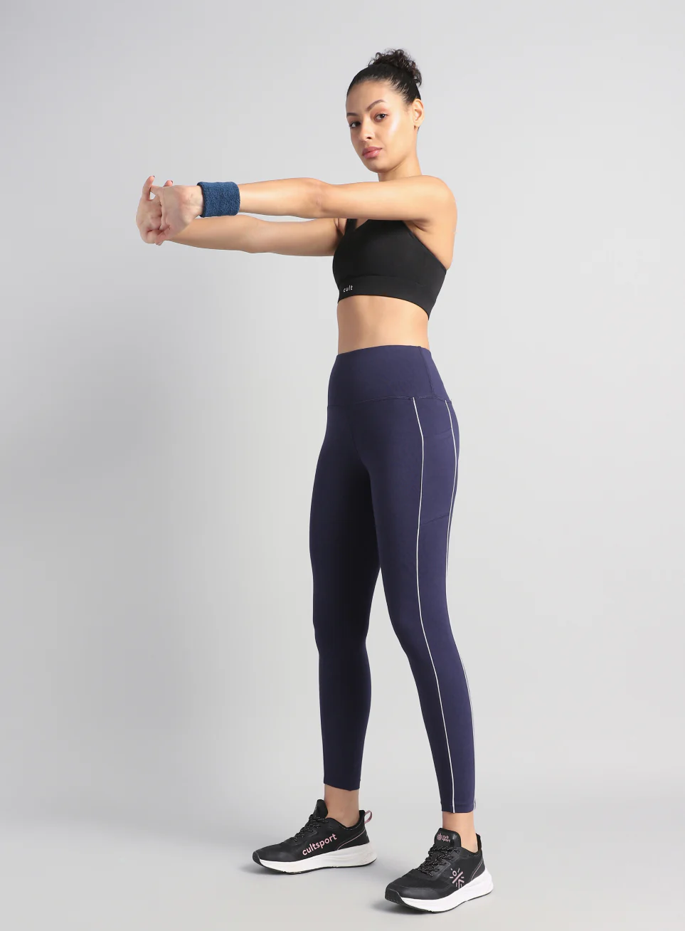 Women's Navy Train and Flow Cotton Tights - Image 3