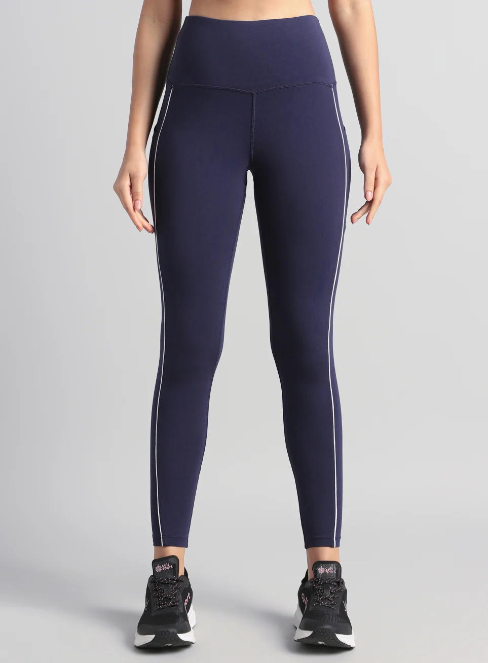 Women's Navy Train and Flow Cotton Tights - Image 4
