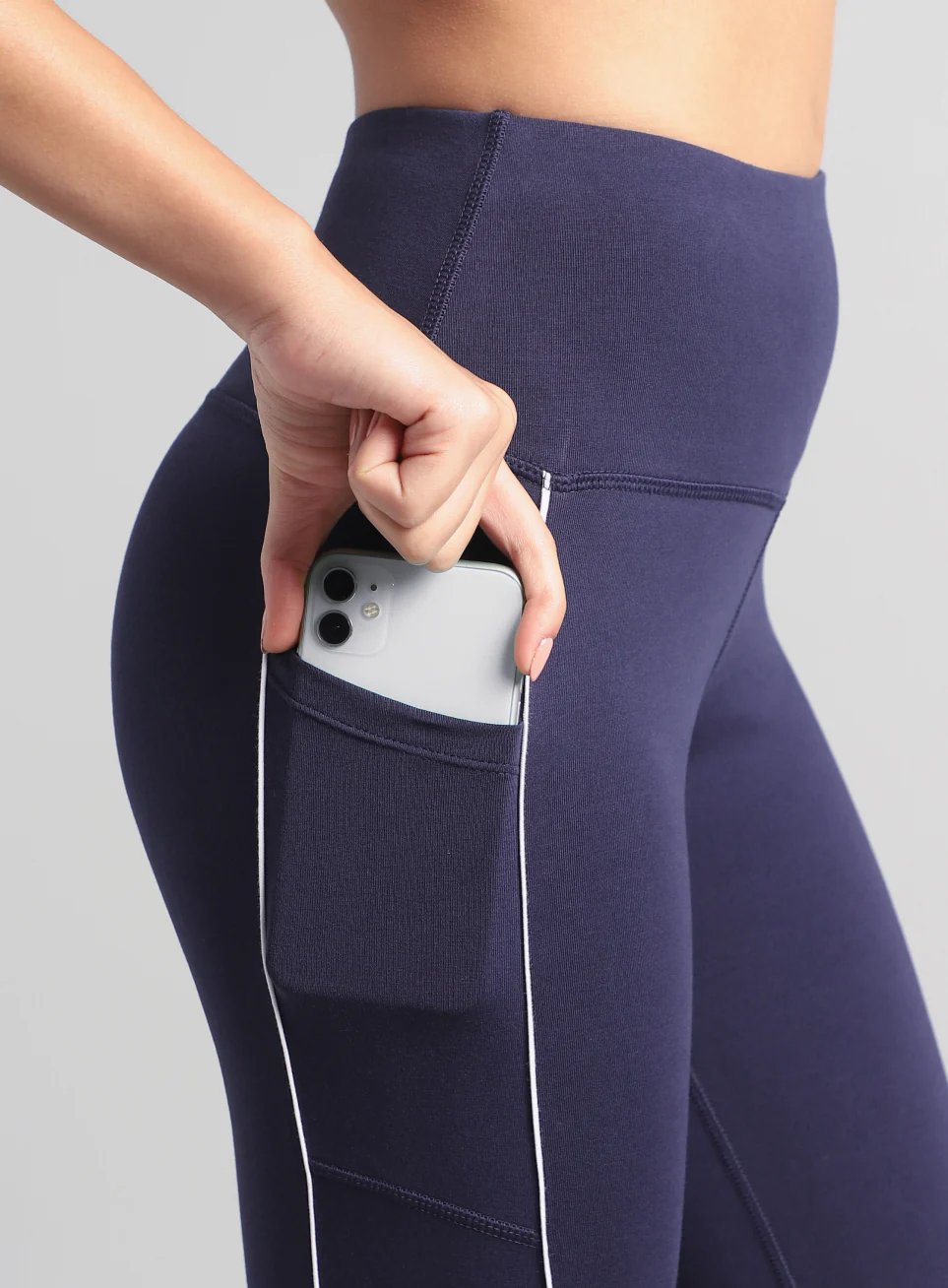 Women's Navy Train and Flow Cotton Tights - Image 7