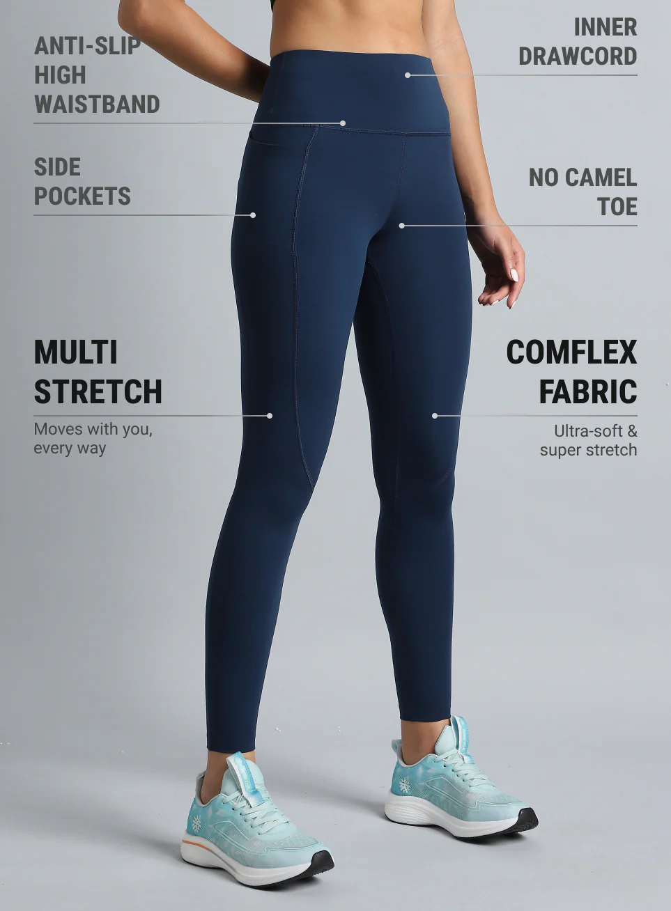 Women's Navy Train Day Essential COMFlex Tights - Image 5