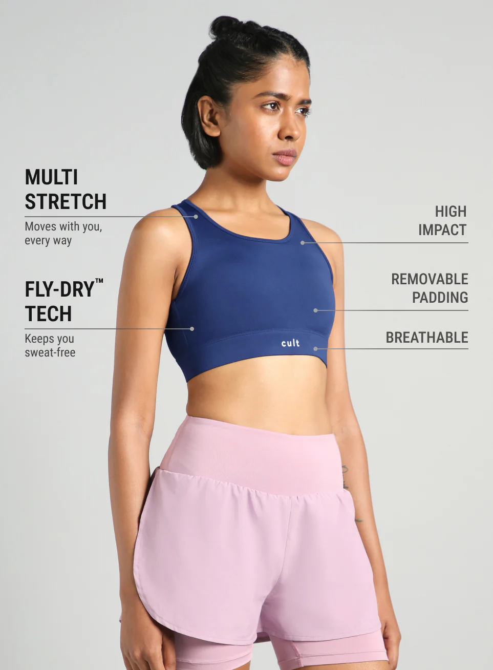 Women's Navy Training Criss Cross High Support Bra - Image 5