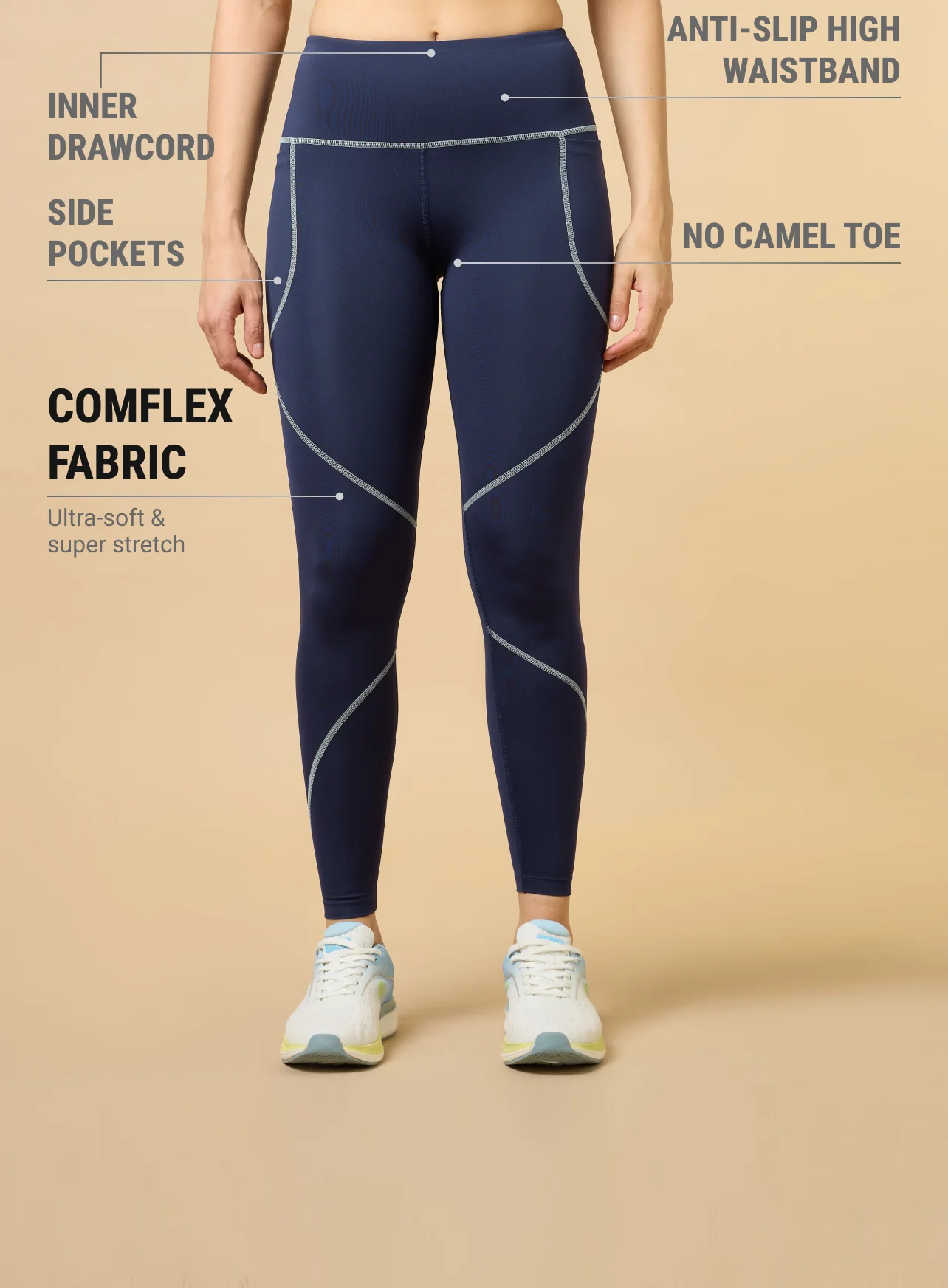 Women's Navy True Performance Sculpted COMFlex Tights - Image 4