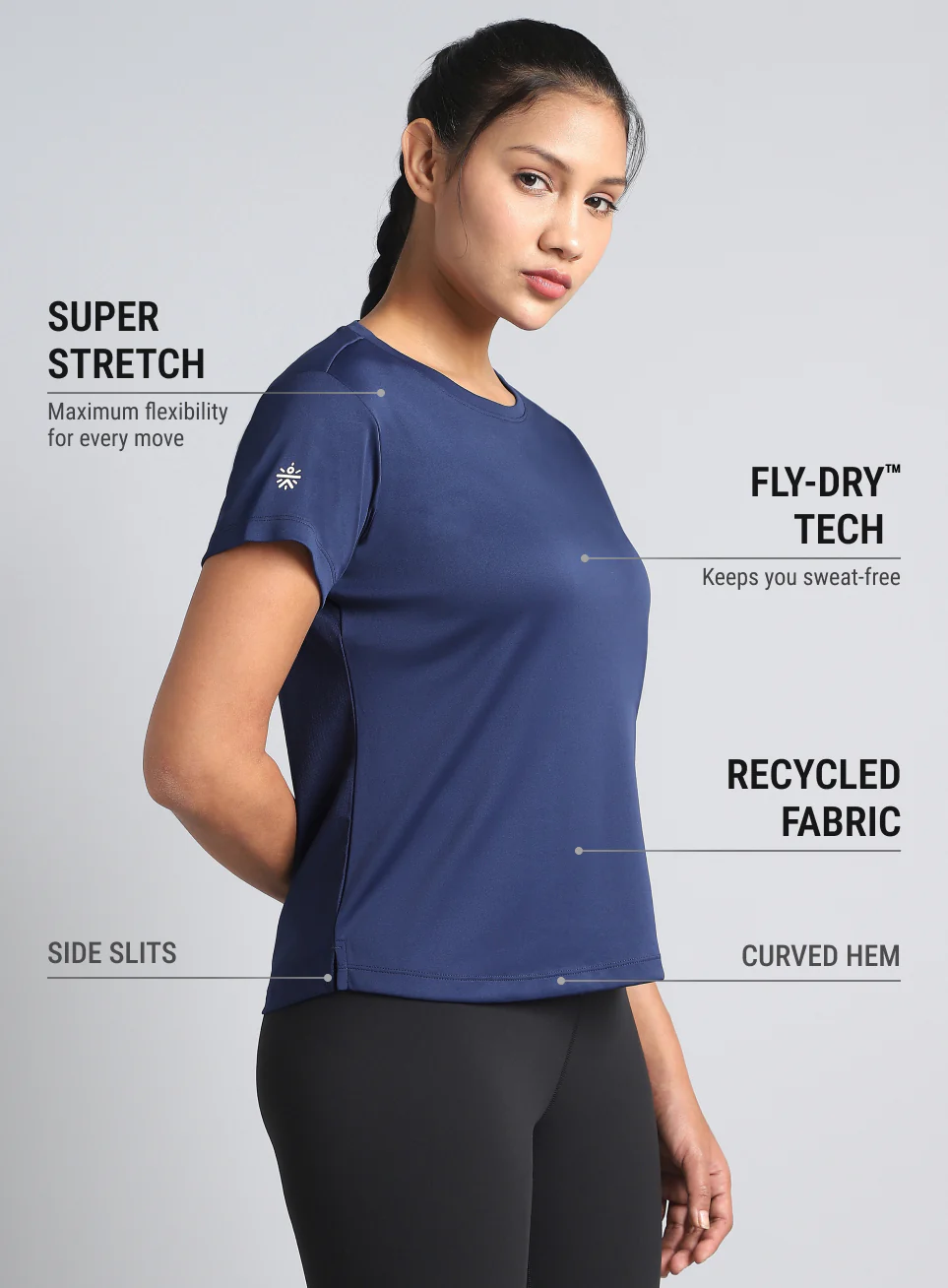 Women's Navy Ultimate Performance Recycled Poly T-shirt - Image 5