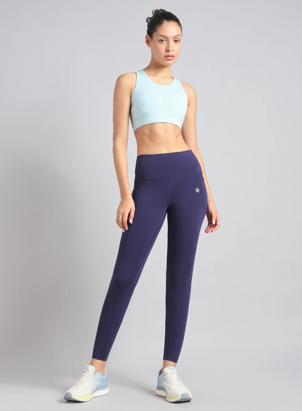 Women's Navy Yoga Flow Cotton Graphic Tights - Image 3