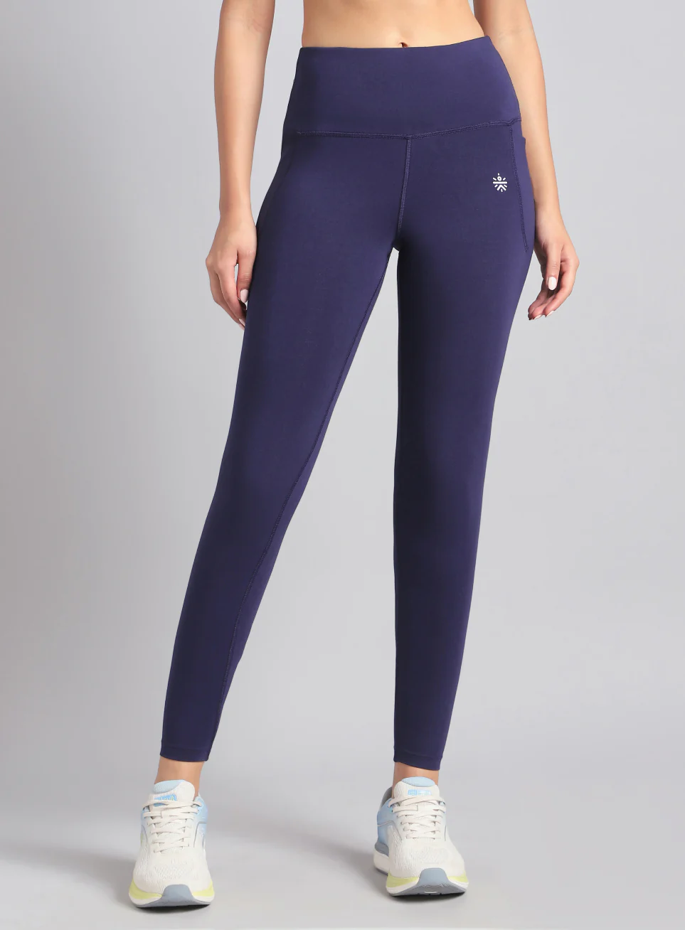 Women's Navy Yoga Flow Cotton Graphic Tights - Image 4