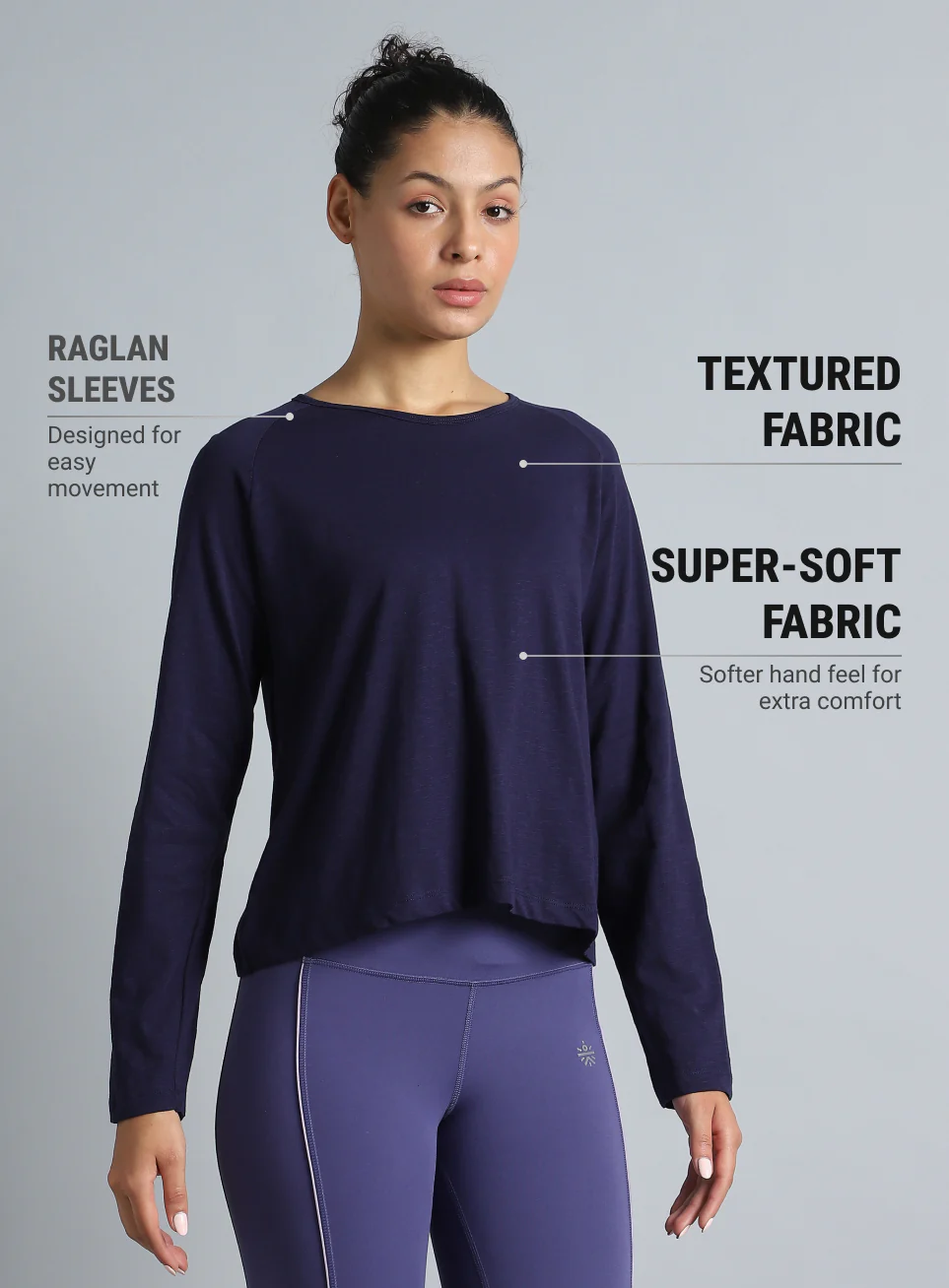 Women's Navy Yoga Flow Full Sleeve Top - Image 5
