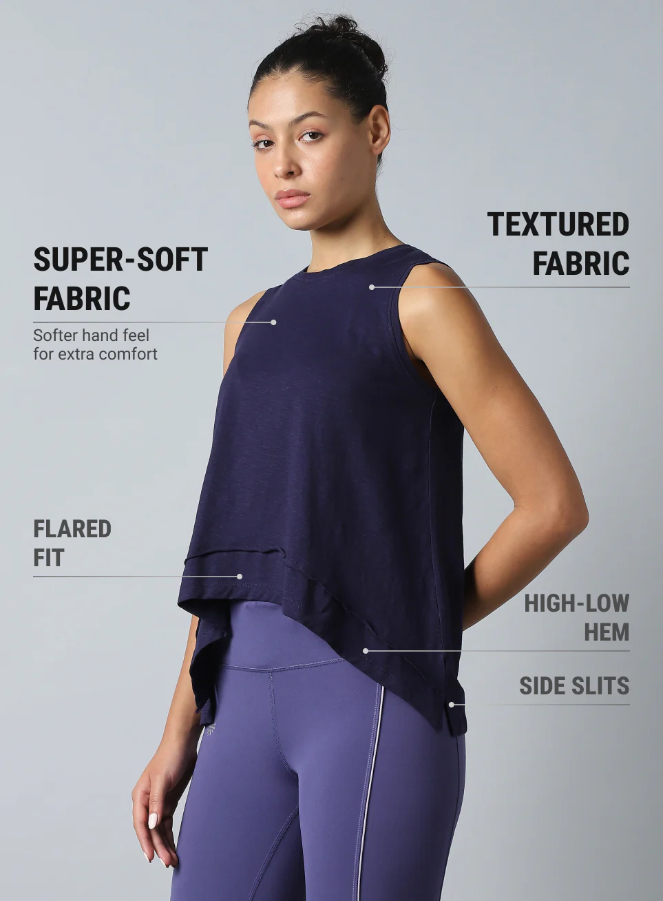 Women's Navy Yoga Flow Tank - Image 5