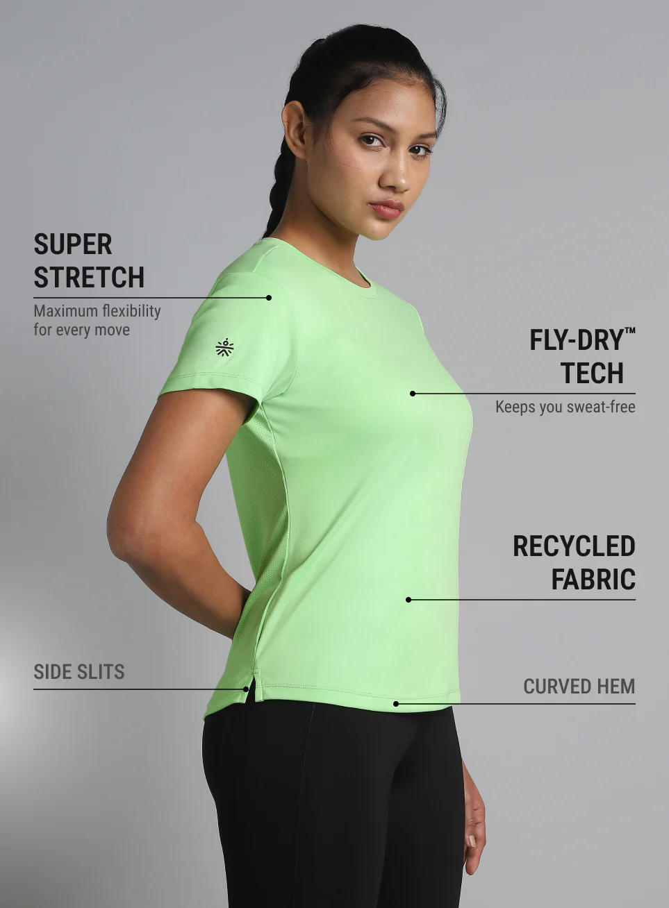 Women's Neon Green Ultimate Performance Recycled Poly T-shirt - Image 5