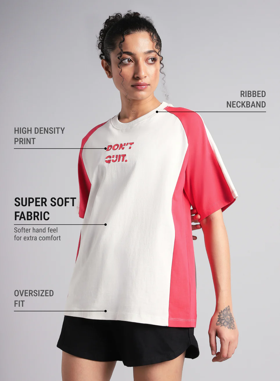 Women's Off White Classic Power Block Oversized Fit T-shirt - Image 5