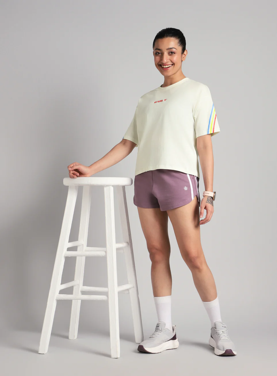 Women's Off White Cult Vibe Stripes Boxy Fit T-shirt - Image 3