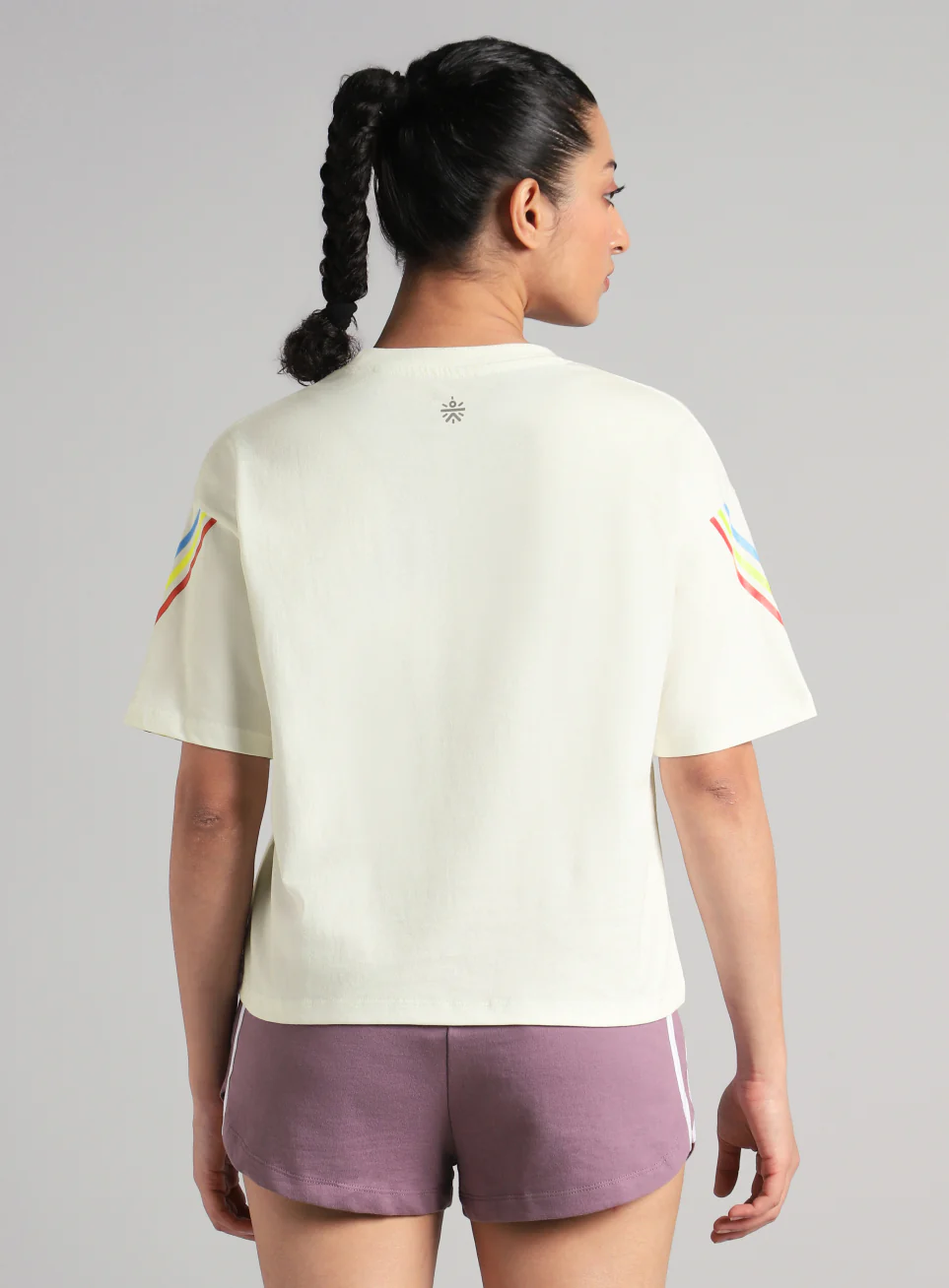 Women's Off White Cult Vibe Stripes Boxy Fit T-shirt - Image 6