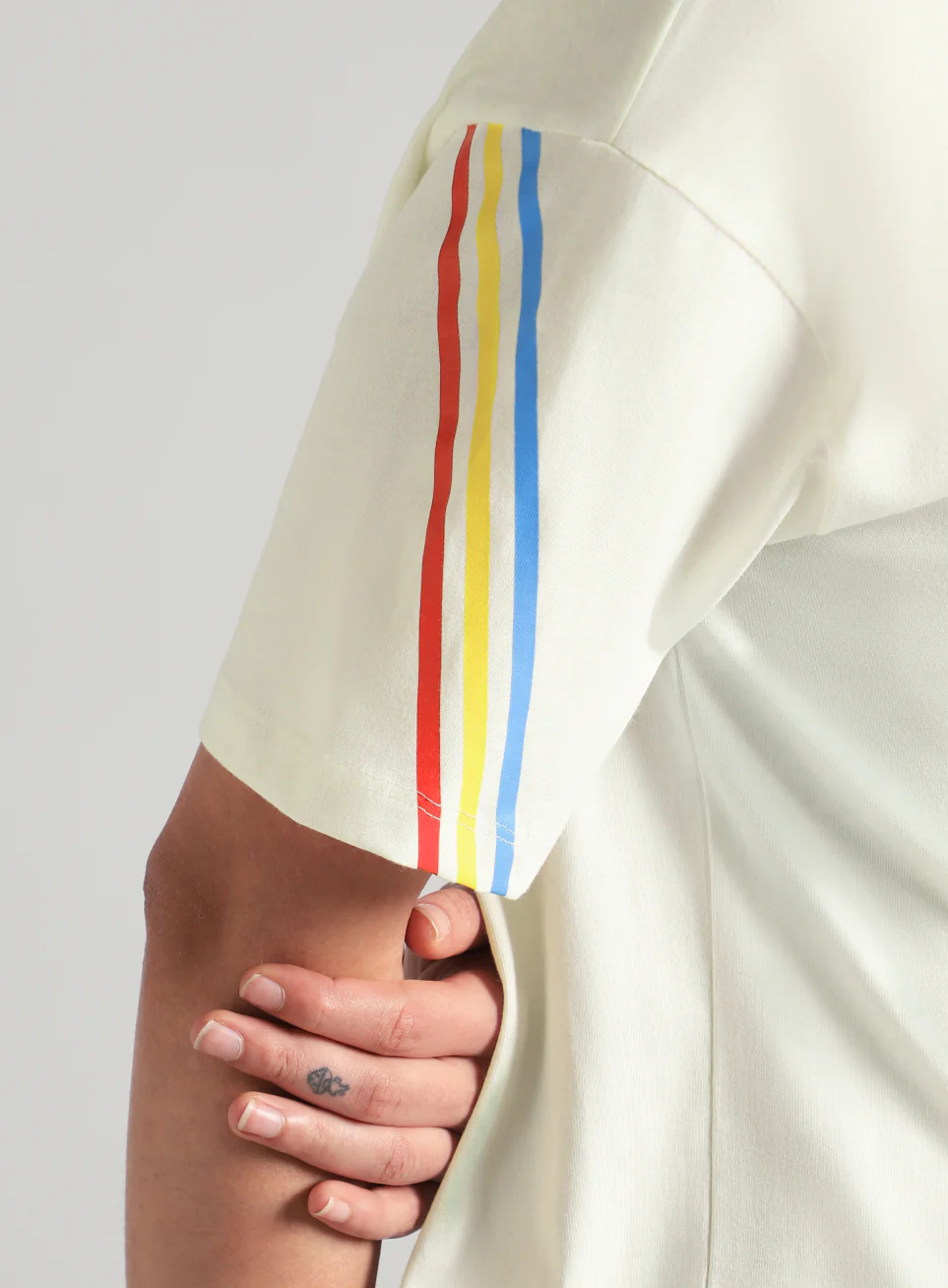 Women's Off White Cult Vibe Stripes Boxy Fit T-shirt - Image 8
