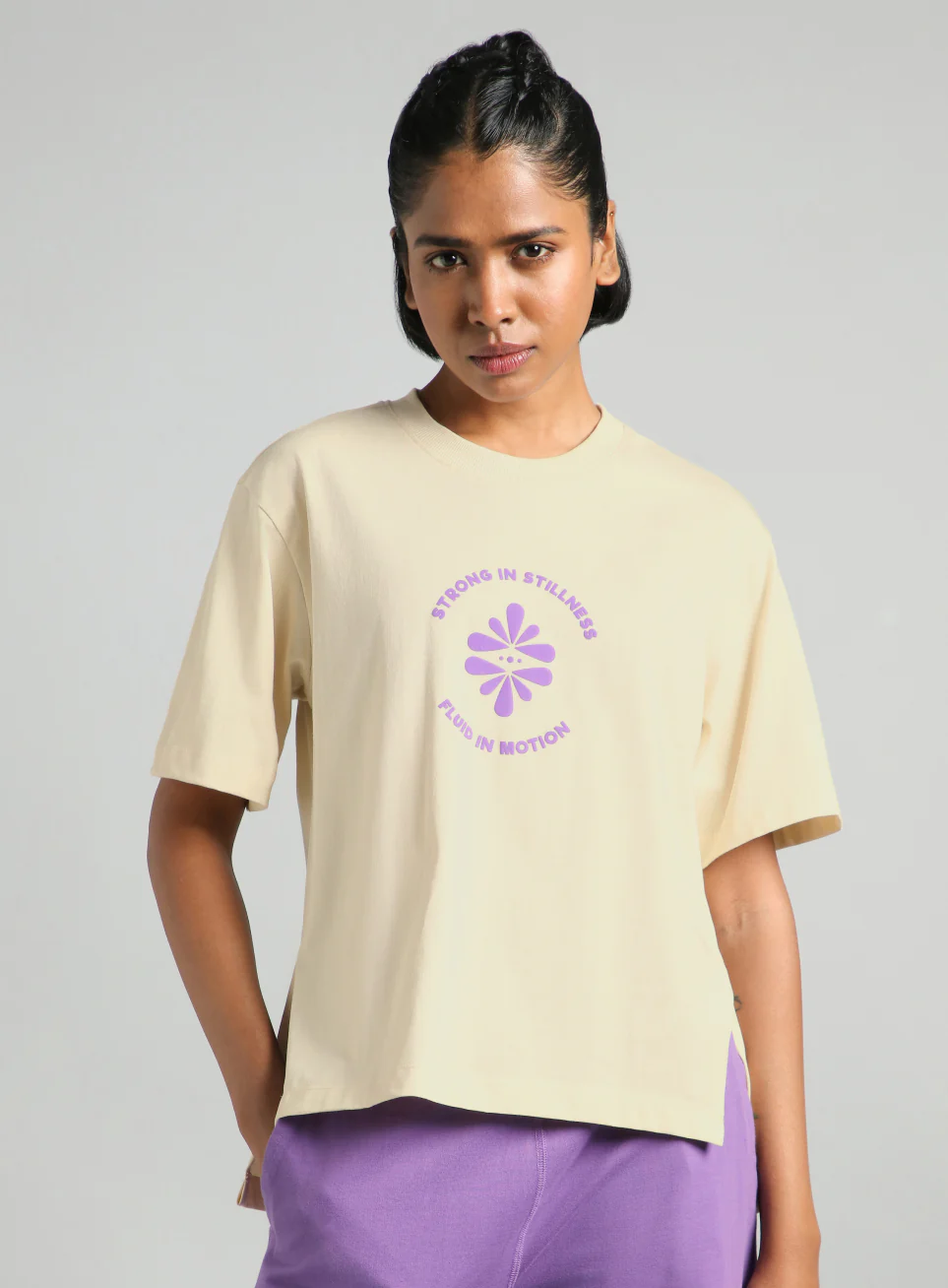 Women's Off White Flow and Flare Relaxed fit T-shirt - Image 4