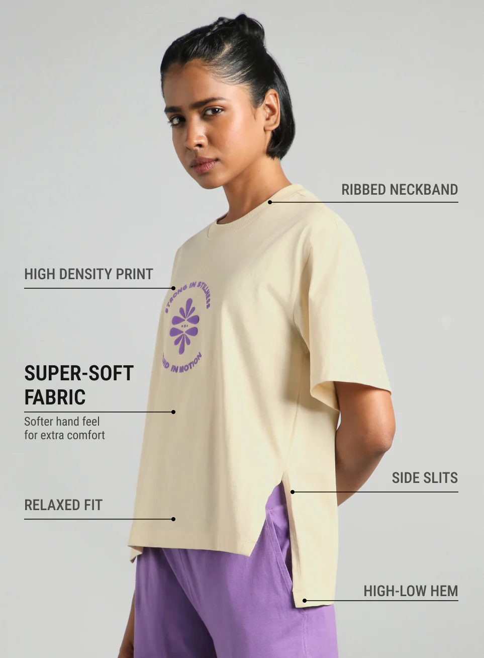 Women's Off White Flow and Flare Relaxed fit T-shirt - Image 5