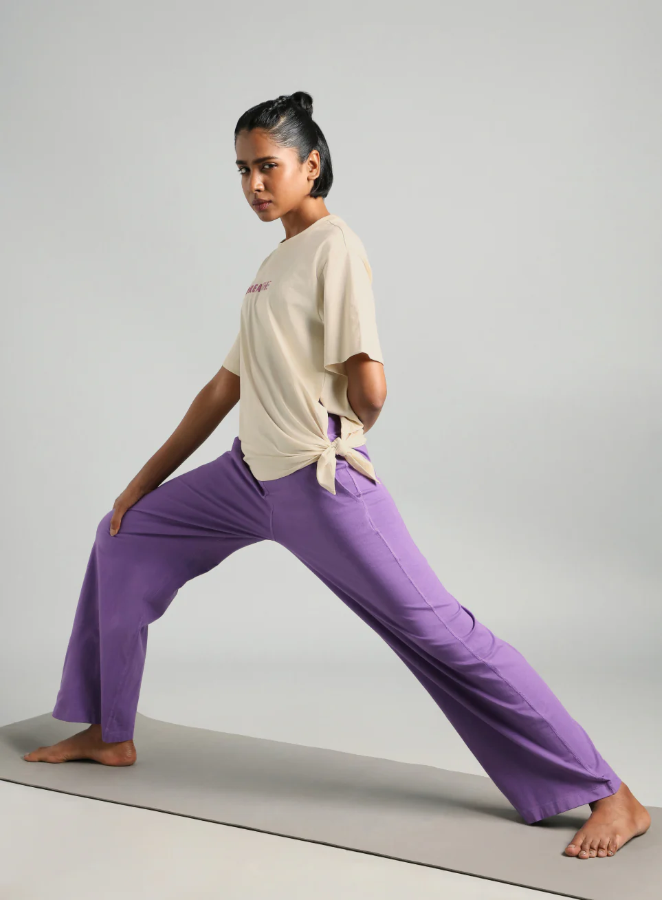 Women's Off White Flow Side Tie Up Relaxed fit T-shirt - Image 2