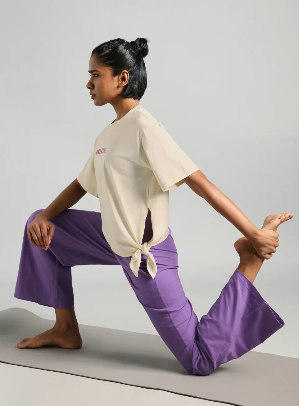 Women's Off White Flow Side Tie Up Relaxed fit T-shirt - Image 3