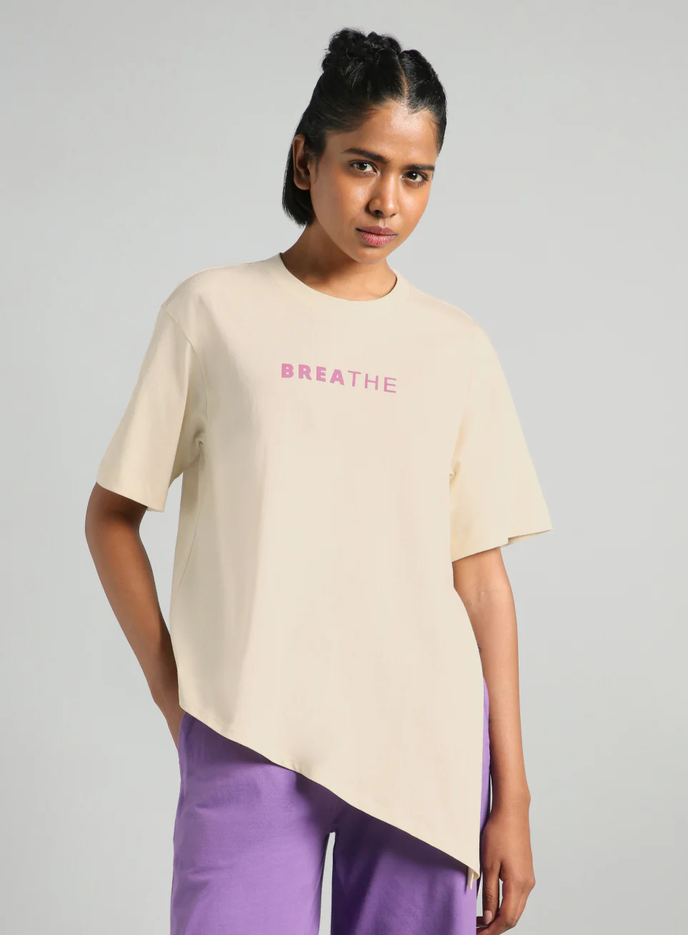 Women's Off White Flow Side Tie Up Relaxed fit T-shirt - Image 4